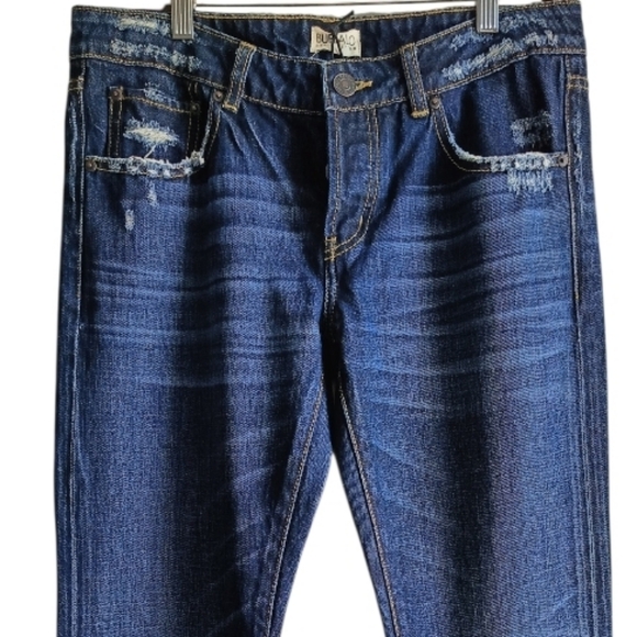 US27👖Buffalo David Bitton Mi-waist  Skinny Jeans - Dark Blue Distressed - Picture 4 of 12
